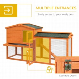 PawHut 2 Tier Rabbit Hutch with Run and Ramp for 1-2 rabbits, Rabbit Cage with Slide-out Tray for Garden, Yard, Orange - Aosom UK - thumbnail 5