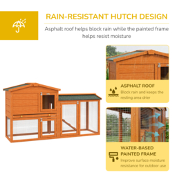 PawHut 2 Tier Rabbit Hutch with Run and Ramp for 1-2 rabbits, Rabbit Cage with Slide-out Tray for Garden, Yard, Orange - Aosom UK - thumbnail 6
