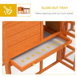 PawHut 2 Tier Rabbit Hutch with Run and Ramp for 1-2 rabbits, Rabbit Cage with Slide-out Tray for Garden, Yard, Orange - Aosom UK - thumbnail 7