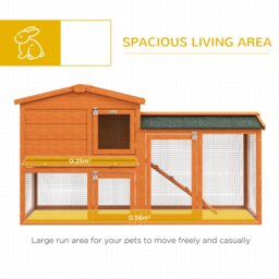 PawHut 2 Tier Rabbit Hutch with Run and Ramp for 1-2 rabbits, Rabbit Cage with Slide-out Tray for Garden, Yard, Orange - Aosom UK - thumbnail 4