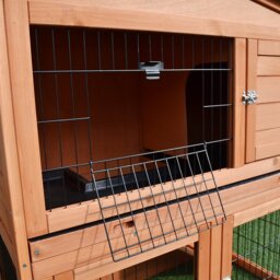 PawHut 2 Tier Rabbit Hutch Guinea Pig Hutch Ferret Cage with Ramp Slide Out Tray for Indoor Outdoor 100.5 x 55 x 101 cm - thumbnail 5