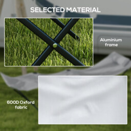 Outsunny Portable Sun Lounger: Foldable Outdoor Sunbed with Side Pocket & Headrest, Light Grey Oxford Fabric - Aosom UK - thumbnail 5