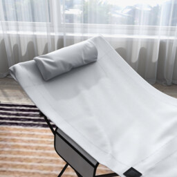 Outsunny Portable Sun Lounger: Foldable Outdoor Sunbed with Side Pocket & Headrest, Light Grey Oxford Fabric - Aosom UK - thumbnail 7
