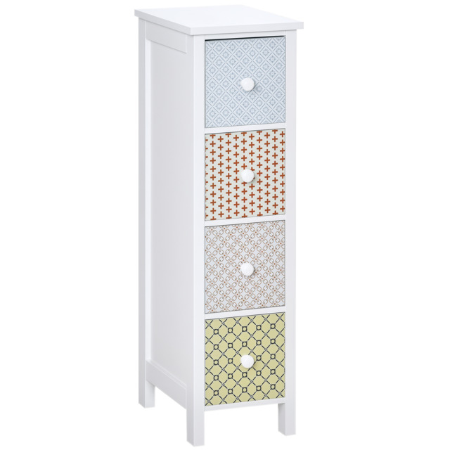 HOMCOM Bedroom Chest of Drawers, 4-Drawer Dresser, Storage Organizer, Toilet Tissue Cabinet, White - Aosom UK - image 1