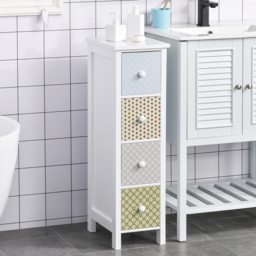 HOMCOM Bedroom Chest of Drawers, 4-Drawer Dresser, Storage Organizer, Toilet Tissue Cabinet, White - Aosom UK - thumbnail 2