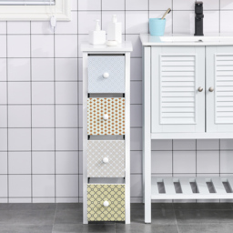 HOMCOM Bedroom Chest of Drawers, 4-Drawer Dresser, Storage Organizer, Toilet Tissue Cabinet, White - Aosom UK - thumbnail 7