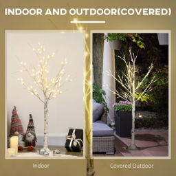 HOMCOM 4ft Artificial White Birch Tree Light with 72 Warm White Pre-Lit LED Light for Indoor and Covered Outdoor Use - thumbnail 7
