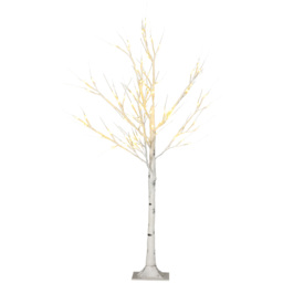 HOMCOM 4ft Artificial White Birch Tree Light with 72 Warm White Pre-Lit LED Light for Indoor and Covered Outdoor Use - thumbnail 1
