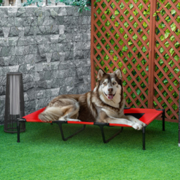 PawHut Elevated Pet Cot: Breathable Mesh Cooling Dog Bed for Indoor & Outdoor Use, X-Large 122x92x23cm, Red - Aosom UK - thumbnail 2