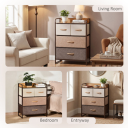 HOMCOM Dresser Fabric Drawers w/ 4 Linen-Feel Foldable Drawers & Metal Frame for Storage in Dining & Living Room, Bedroom, Multicoloured - Aosom UK - thumbnail 7