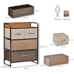 HOMCOM Dresser Fabric Drawers w/ 4 Linen-Feel Foldable Drawers & Metal Frame for Storage in Dining & Living Room, Bedroom, Multicoloured - Aosom UK - thumbnail 3