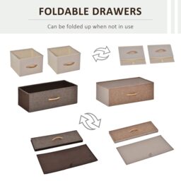 HOMCOM Dresser Fabric Drawers w/ 4 Linen-Feel Foldable Drawers & Metal Frame for Storage in Dining & Living Room, Bedroom, Multicoloured - Aosom UK - thumbnail 4