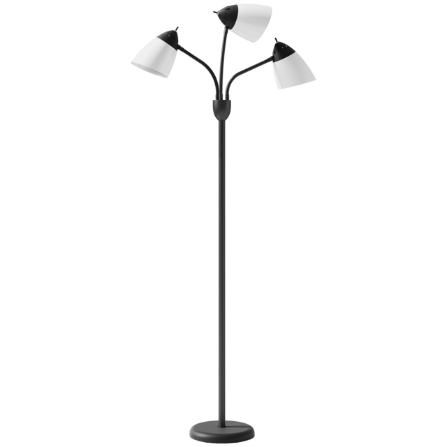 HOMCOM Arc Tree Floor Lamp with 3 Adjustable Rotating Lights and 3000K/4500K/6500K Colour Temperatures, Industrial Standing Lamp with Steel Frame for Bedroom Living Room, 155cm, Black - image 1