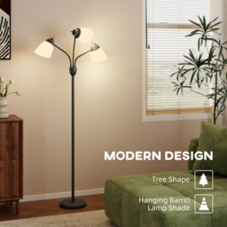 HOMCOM Arc Tree Floor Lamp with 3 Adjustable Rotating Lights and 3000K/4500K/6500K Colour Temperatures, Industrial Standing Lamp with Steel Frame for Bedroom Living Room, 155cm, Black - thumbnail 5