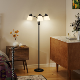 HOMCOM Arc Tree Floor Lamp with 3 Adjustable Rotating Lights and 3000K/4500K/6500K Colour Temperatures, Industrial Standing Lamp with Steel Frame for Bedroom Living Room, 155cm, Black - thumbnail 9