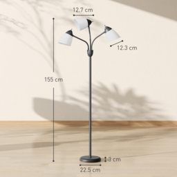 HOMCOM Arc Tree Floor Lamp with 3 Adjustable Rotating Lights and 3000K/4500K/6500K Colour Temperatures, Industrial Standing Lamp with Steel Frame for Bedroom Living Room, 155cm, Black - thumbnail 3