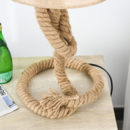 HOMCOM Nautical Style Rope-Base Table Lamp w/ Fabric Lampshade Metal Frame Power Switch Unique Lighting Furnishing Living Room Beige - Aosom UK - thumbnail 9