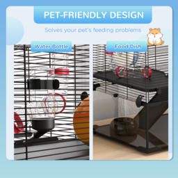 PawHut Hamster Haven: Deep Glass Base, Tunnels & Ramps for Playful Exploration, Cosy Hut & Exercise Wheel, 78.5x48.5x57cm - Aosom UK - thumbnail 7
