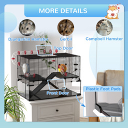 PawHut Hamster Haven: Deep Glass Base, Tunnels & Ramps for Playful Exploration, Cosy Hut & Exercise Wheel, 78.5x48.5x57cm - Aosom UK - thumbnail 8