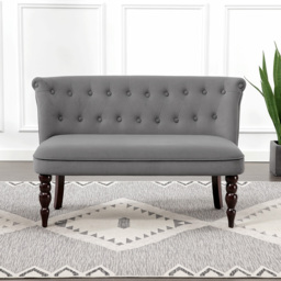 HOMCOM Velvet 2 Seater Sofa, Button Tufted Wingback Loveseat with Rubber Wood Legs for Living Room, Bedroom, Charcoal Grey - thumbnail 9