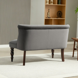 HOMCOM Velvet 2 Seater Sofa, Button Tufted Wingback Loveseat with Rubber Wood Legs for Living Room, Bedroom, Charcoal Grey - thumbnail 7