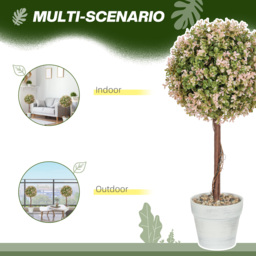 HOMCOM Set of 2 Decorative Artificial Plants, Murraya Flowers in Pot, Fake Plants for Home Indoor outdoor Decor, 60cm, Cream White - thumbnail 5