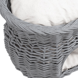 PawHut Wicker Cat House, 2-Tier Elevated Pet Bed Basket, Willow Kitten Tower with Washable Cushions, 56x37x40cm, Grey - Aosom UK - thumbnail 8