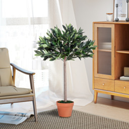 Outsunny 3ft Faux Olive Tree, Lifelike Indoor Plant, Decorative Greenery, in Orange Pot - Aosom UK - thumbnail 2