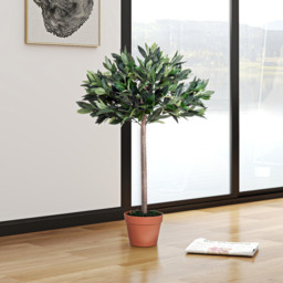 Outsunny 3ft Faux Olive Tree, Lifelike Indoor Plant, Decorative Greenery, in Orange Pot - Aosom UK - thumbnail 6