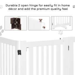 PawHutPet Gates MDF Freestanding Expandable Dog Gate Wood Doorway Pet Barrier Fence w/ Latched Door White - Aosom UK - thumbnail 6