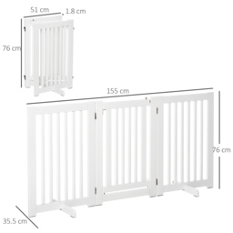 PawHutPet Gates MDF Freestanding Expandable Dog Gate Wood Doorway Pet Barrier Fence w/ Latched Door White - Aosom UK - thumbnail 3