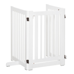PawHutPet Gates MDF Freestanding Expandable Dog Gate Wood Doorway Pet Barrier Fence w/ Latched Door White - Aosom UK - thumbnail 7