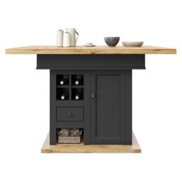 Telescopic Foldable Kitchen Table for 4-6 People with Soft-Close System, Dining Table for Kitchen, 110L x 80W x 75H cm, Black+Natural - Aosom UK - thumbnail 2