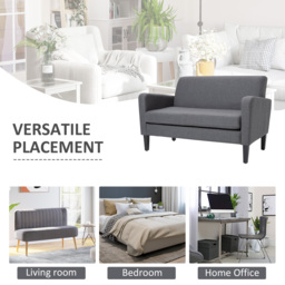 HOMCOM Linen Modern-Curved 2-Seat Sofa Loveseat w/ Thick Cushion Wood Legs Foot Pads, Cat Scratch Resistant, Grey - Aosom UK - thumbnail 7