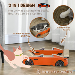 PawHut 2 in 1 Cat Scratching Board with Catnip, Car-shaped - Aosom UK - thumbnail 6