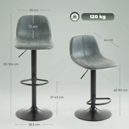 HOMCOM Bar Stools Set of 2, Modern Swivel Barstools with Footrest for Kitchen Island and Dining Room, Green - thumbnail 3