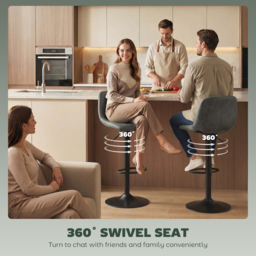 HOMCOM Bar Stools Set of 2, Modern Swivel Barstools with Footrest for Kitchen Island and Dining Room, Green - thumbnail 5