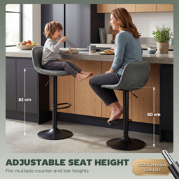 HOMCOM Bar Stools Set of 2, Modern Swivel Barstools with Footrest for Kitchen Island and Dining Room, Green - thumbnail 4