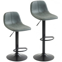 HOMCOM Bar Stools Set of 2, Modern Swivel Barstools with Footrest for Kitchen Island and Dining Room, Green - thumbnail 1