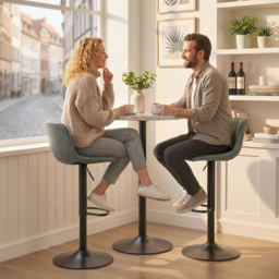 HOMCOM Bar Stools Set of 2, Modern Swivel Barstools with Footrest for Kitchen Island and Dining Room, Green - thumbnail 8