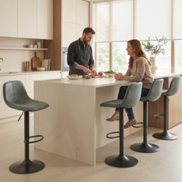 HOMCOM Bar Stools Set of 2, Modern Swivel Barstools with Footrest for Kitchen Island and Dining Room, Green - thumbnail 9
