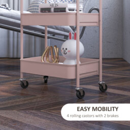HOMCOM Three-Tier Steel Storage Trolley - Pink - Aosom UK - thumbnail 5