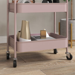 HOMCOM Three-Tier Steel Storage Trolley - Pink - Aosom UK - thumbnail 9