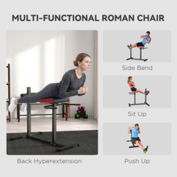 SPORTNOW Back Extension Roman Chair, Hyperextension Bench with Adjustable Leg Roller for Back, Abdominal and Gluteal Training - Aosom UK - thumbnail 4