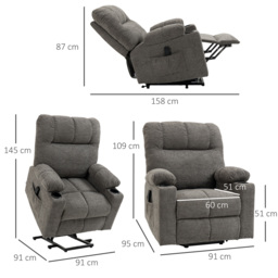 HOMCOM Electric Riser and Recliner Chair for Elderly, Power Lift Recliner Chair with Remote Control, Grey - thumbnail 3