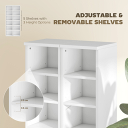 HOMCOM Set of 2 CD Media Display Shelf Unit Tower Rack with Adjustable Shelves, White - thumbnail 6