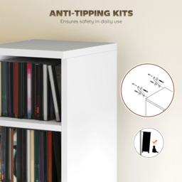 HOMCOM Set of 2 CD Media Display Shelf Unit Tower Rack with Adjustable Shelves, White - thumbnail 7