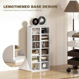 HOMCOM Set of 2 CD Media Display Shelf Unit Tower Rack with Adjustable Shelves, White - thumbnail 8