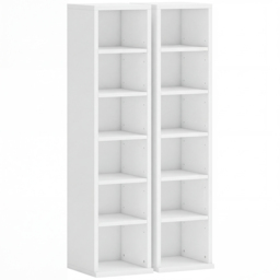 HOMCOM Set of 2 CD Media Display Shelf Unit Tower Rack with Adjustable Shelves, White - thumbnail 1