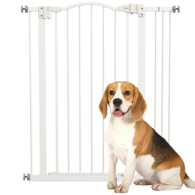 PawHut Adjustable Pet Portal: Metal Safety Gate with Folding Design, 74-87cm Width, Pristine White - Aosom UK - image 1